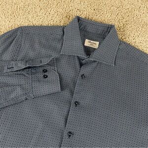 Stenstroms Shirt Men’s 16.5 Blue Slim Abstract Button Up Long Sleeve Fitted F568